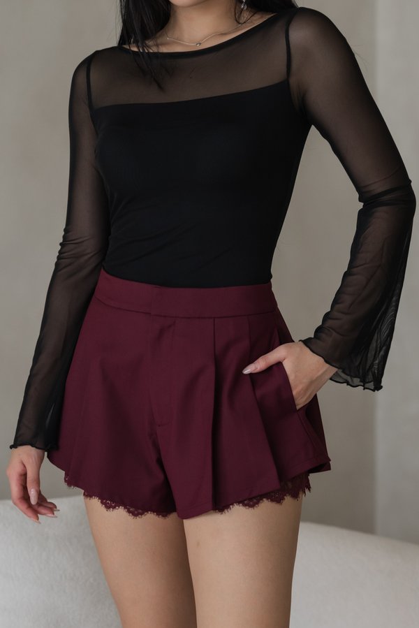 Eliz Lace Shorts (Maroon)