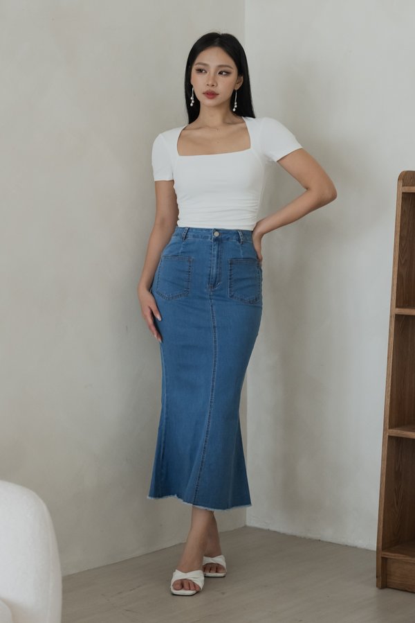Sariah Denim Mermaid Skirt (Mid Wash)