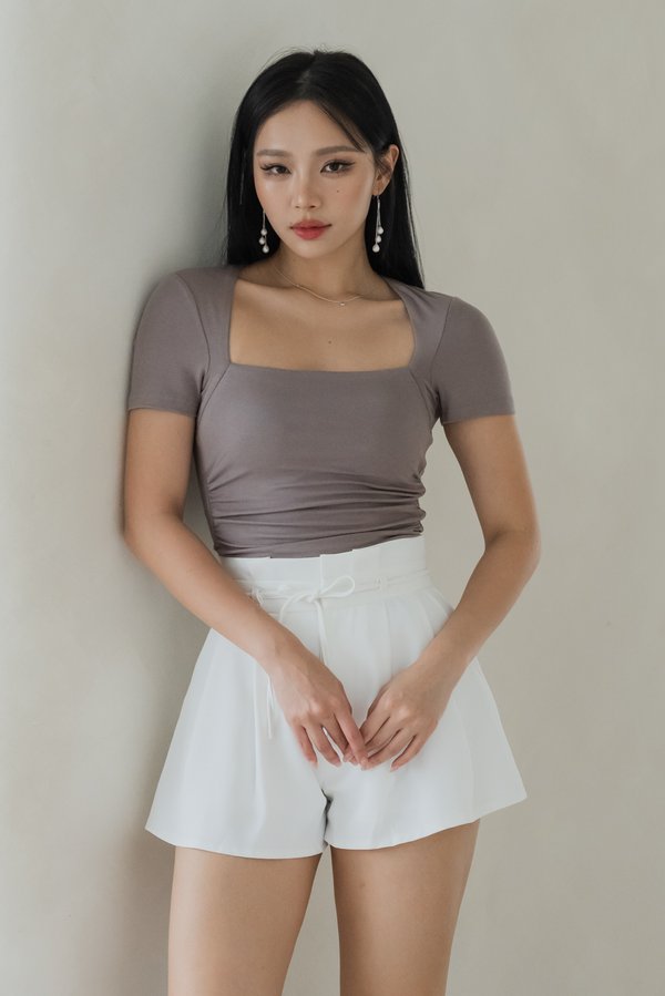*Lite* Gianna Padded Ruched Top (Taupe) *Lite* Gianna Padded Ruched Top (Taupe)