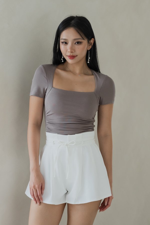 *Lite* Gianna Padded Ruched Top (Taupe) *Lite* Gianna Padded Ruched Top (Taupe)