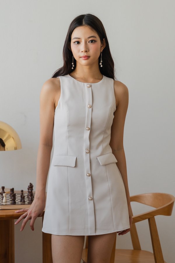 Maddie Pearl Padded Romper Dress (Ivory) Maddie Pearl Padded Romper Dress (Ivory)