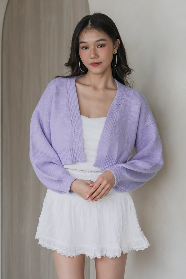 Whitney Puffy Cardigan (Lilac)