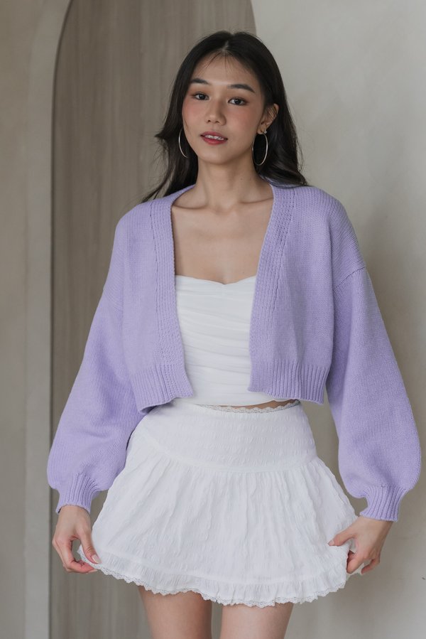 Whitney Puffy Cardigan (Lilac)