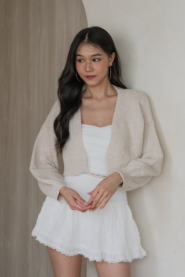 Whitney Puffy Cardigan (Oat Cream)