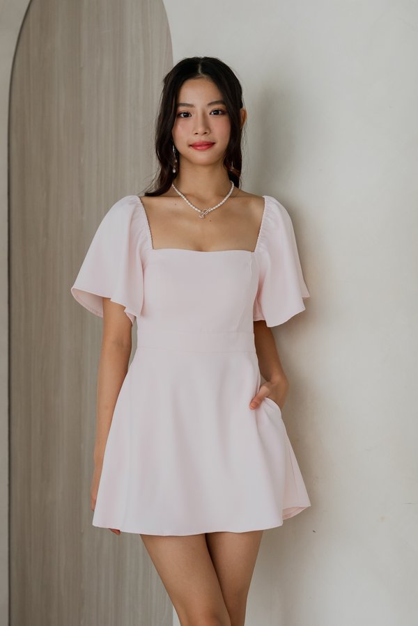 [SLEEVED] Lazion Sweetheart Romper Dress (Baby Pink)