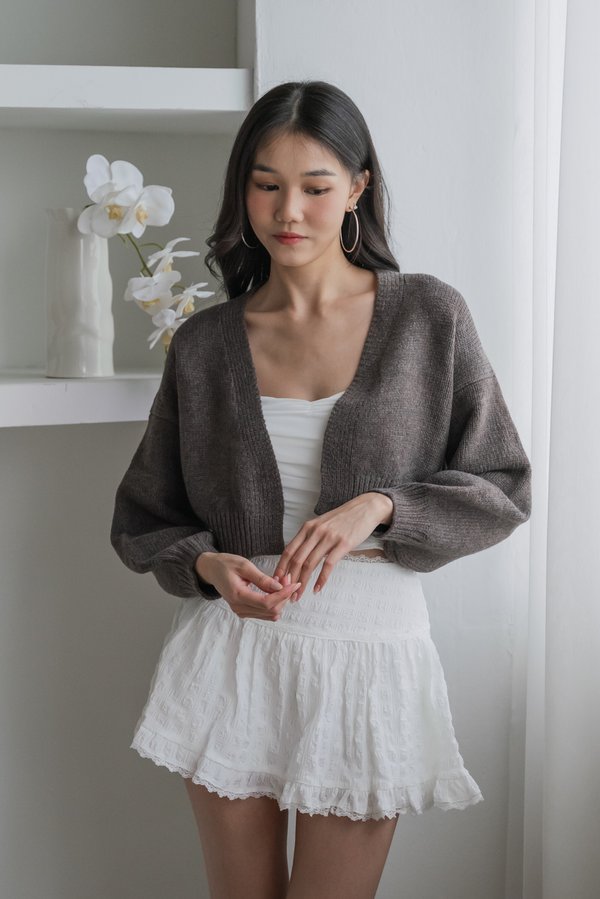 Whitney Puffy Cardigan (Mocha Oat)