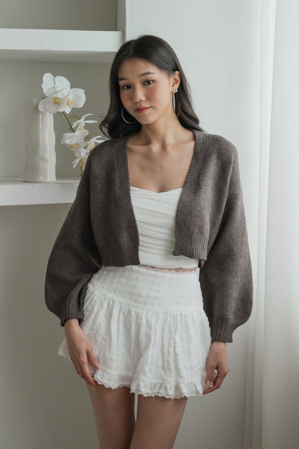 Whitney Puffy Cardigan (Mocha Oat)
