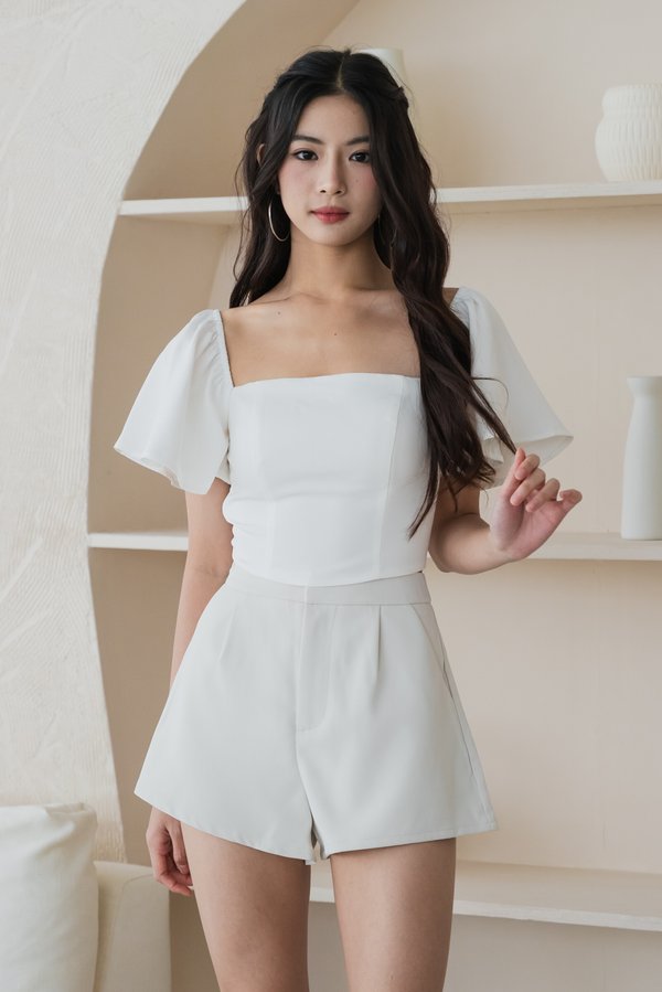 Alina Sleeved Padded Top V2 (White)