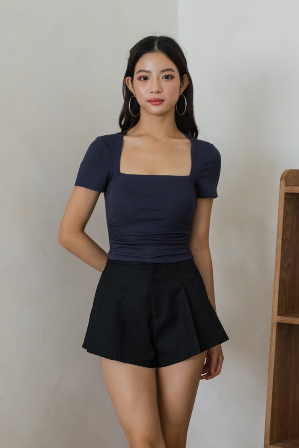 *Lite* Gianna Padded Ruched Top (Navy)