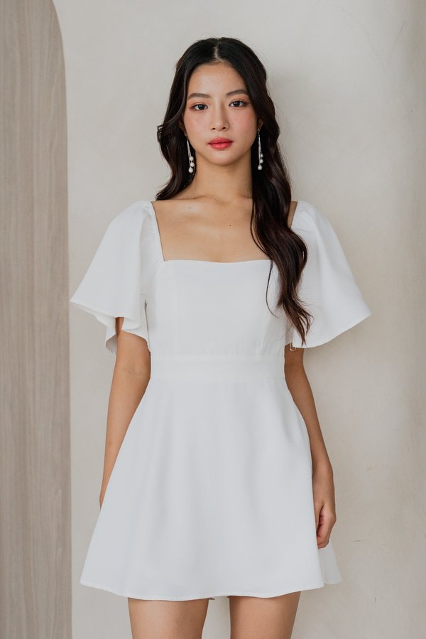 [SLEEVED] Lazion Sweetheart Romper Dress (White)