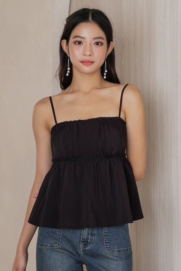 Jayleen Flare Padded Top (Black)