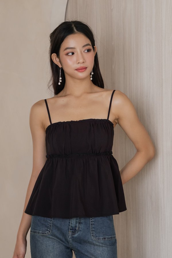 Jayleen Flare Padded Top (Black)