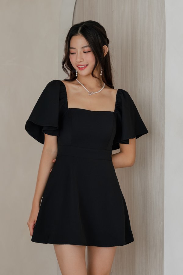 [SLEEVED] Lazion Sweetheart Romper Dress (Black)