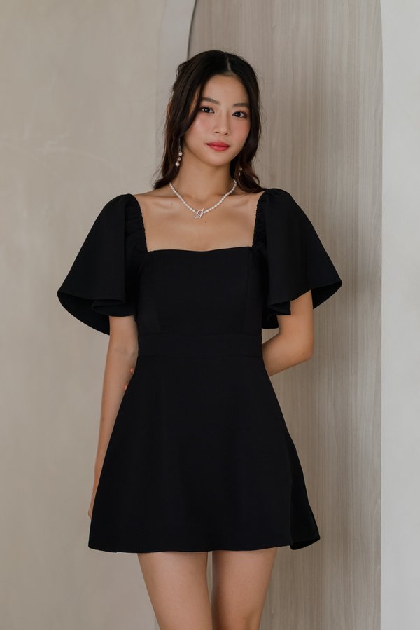[SLEEVED] Lazion Sweetheart Romper Dress (Black)