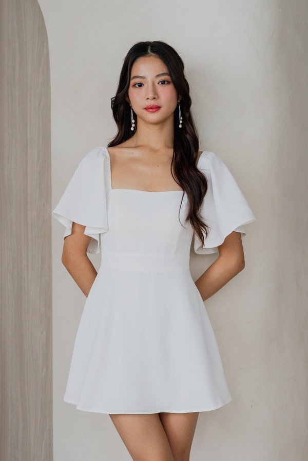 [SLEEVED] Lazion Sweetheart Romper Dress (White)