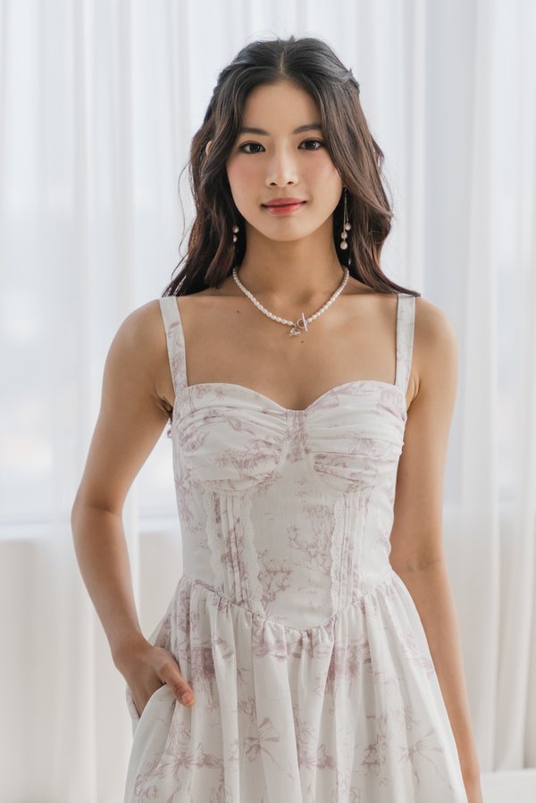 Brooklyn Bustier Lace Padded Midi Dress (Dusty Pink) Brooklyn Bustier Lace Padded Midi Dress (Dusty Pink)
