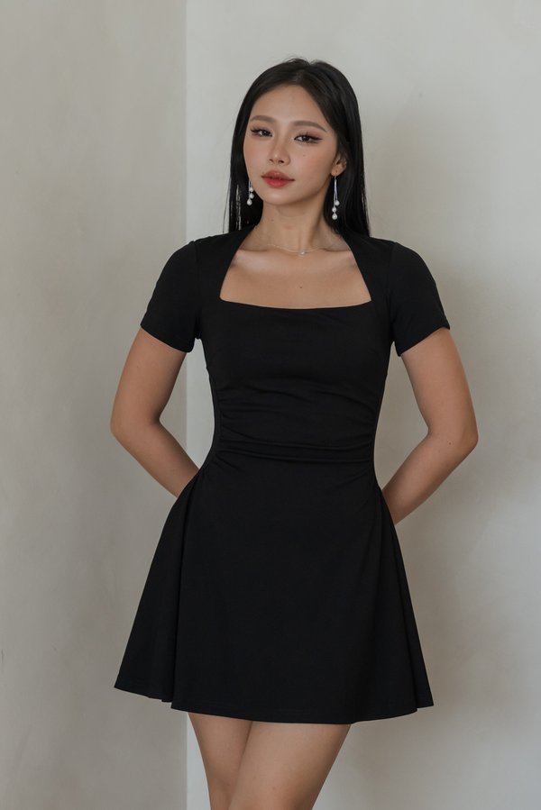 *Luxe* Zaida Ruched Padded Romper Dress (Black) *Luxe* Zaida Ruched Padded Romper Dress (Black)