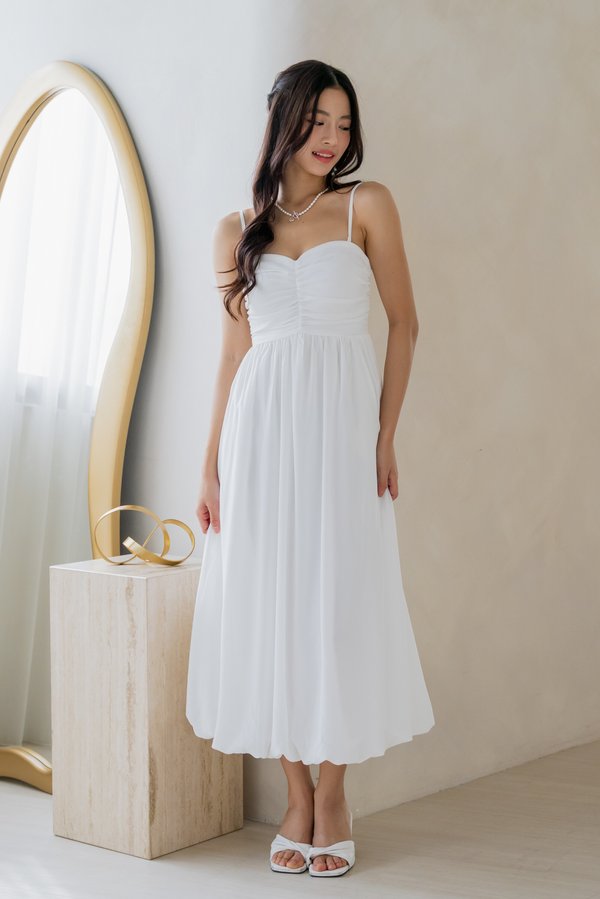 Rosalie Bubble Midi Padded Dress (White)