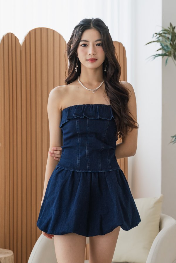 Laraine Ruffle Denim Top (Dark Wash) Laraine Ruffle Denim Top (Dark Wash)