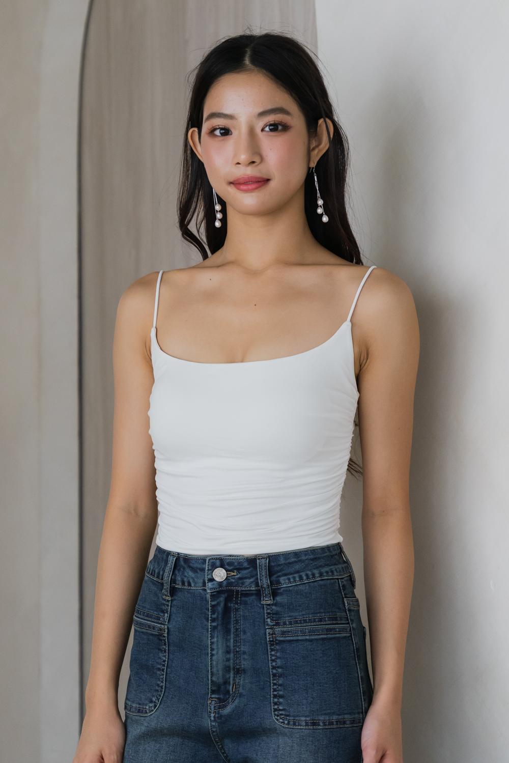 Jamila Scoop Neck Padded Top (White)