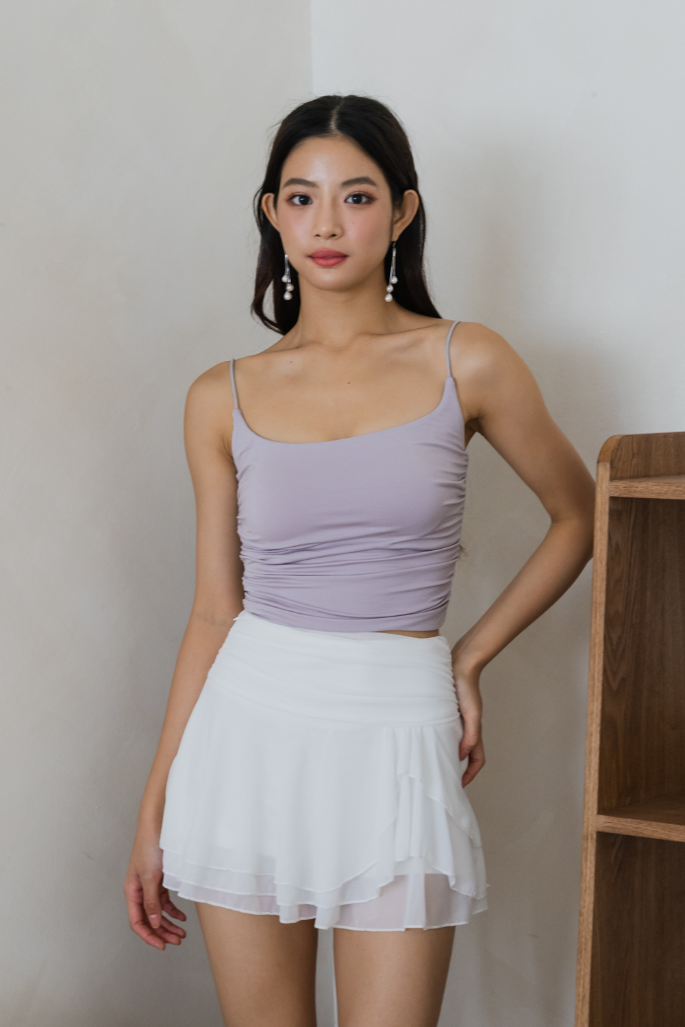 Jamila Scoop Neck Padded Top (Dusty Lavender)