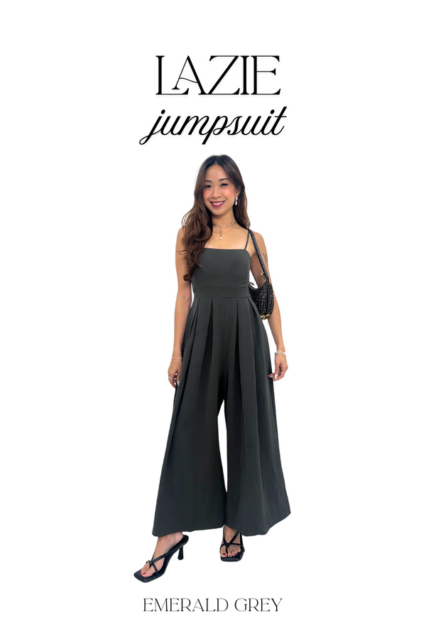 Lazie Pleated Jumpsuit (Emerald Grey) Lazie Pleated Jumpsuit (Emerald Grey)