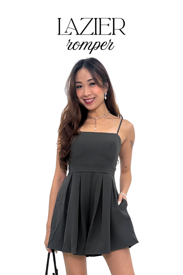 Lazier Pleated Romper (Emerald Grey) Lazier Pleated Romper (Emerald Grey)