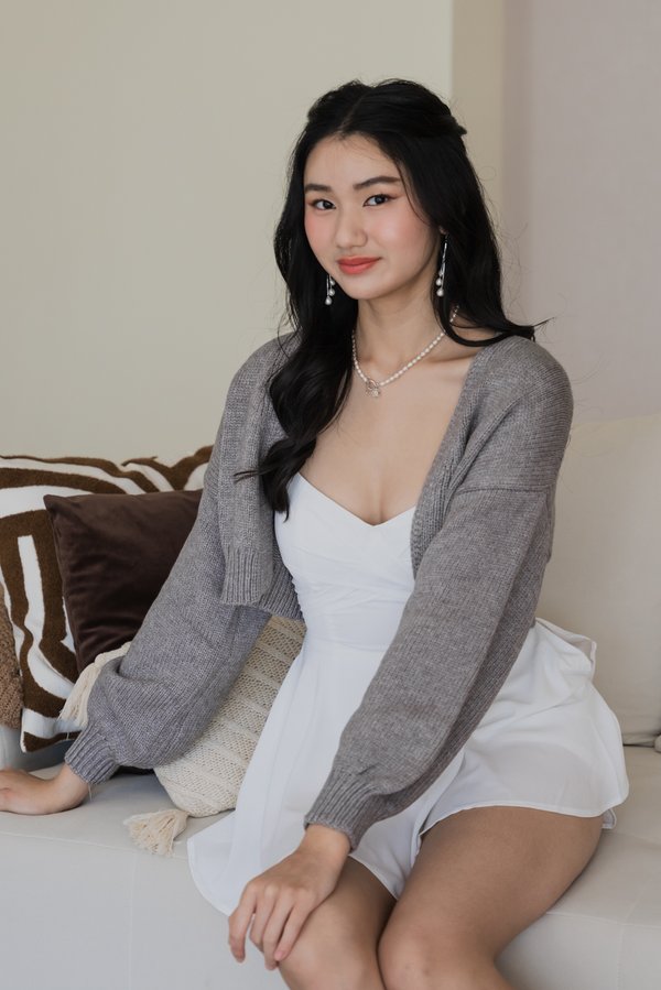 Whitney Puffy Cardigan (Oat Stone)