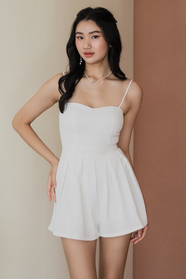 Lazanne Sweetheart Pleated Romper (White) Lazanne Sweetheart Pleated Romper (White)