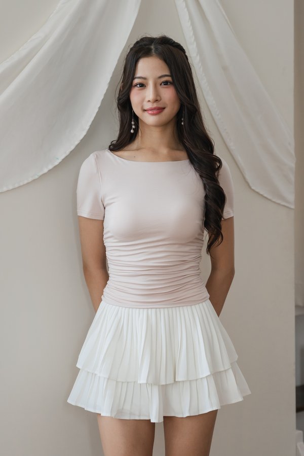 Raine Boat Neck Sleeve Padded Top (Soft Pink) Raine Boat Neck Sleeve Padded Top (Soft Pink)