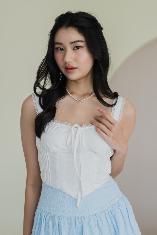 Amira Padded Bustier Lace Top (White) Amira Padded Bustier Lace Top (White)
