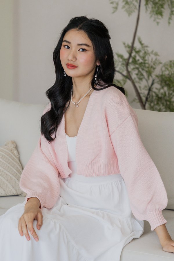 Whitney Puffy Cardigan (Baby Pink)