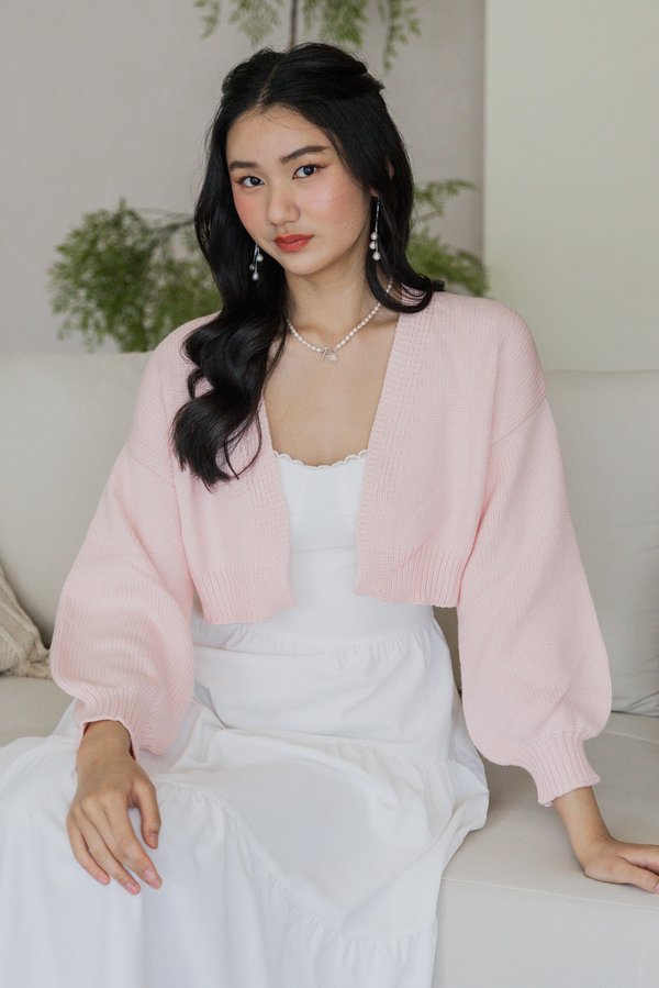 Whitney Puffy Cardigan (Baby Pink)