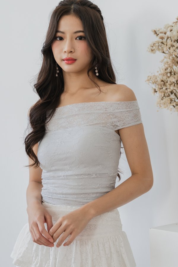 Valencia Padded Lace Top (Dusty Blue)