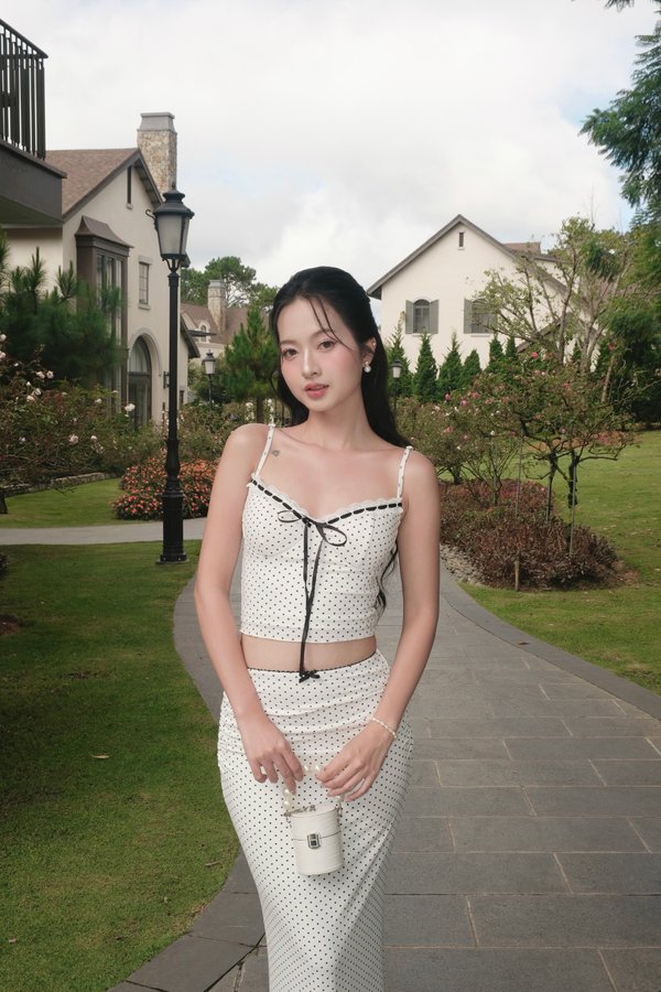 Stasia Polka Lace Bustier Padded Top (White) Stasia Polka Lace Bustier Padded Top (White)