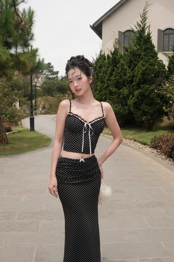 Stasia Polka Lace Bustier Padded Top (Black) Stasia Polka Lace Bustier Padded Top (Black)