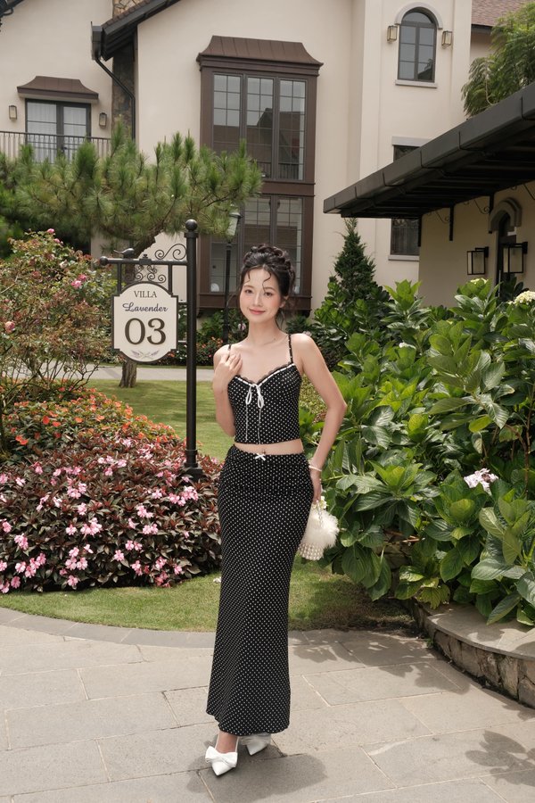 Stella Polka Midi Skirt (Black) Stella Polka Midi Skirt (Black)