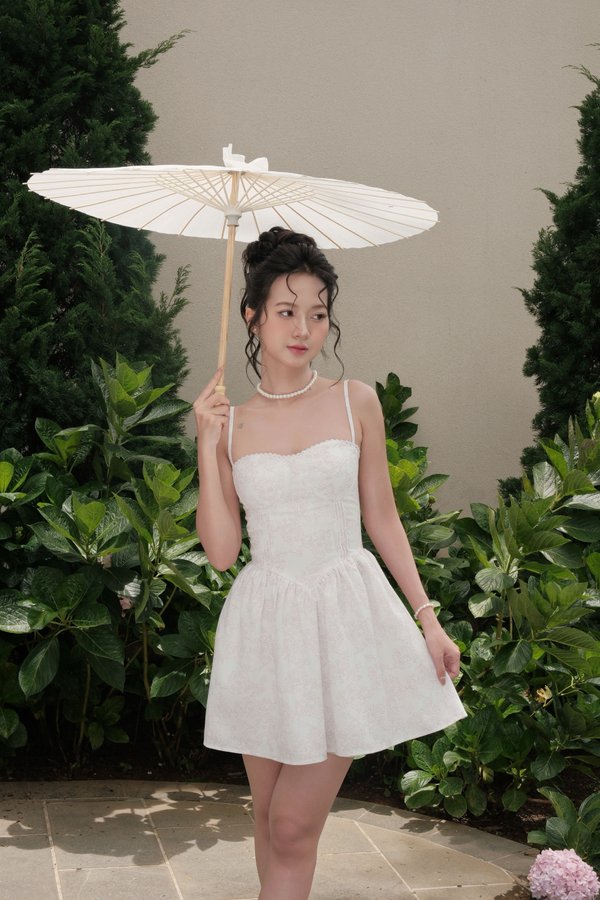 Anya Floral Bustier Padded Dress (Pink Floral)