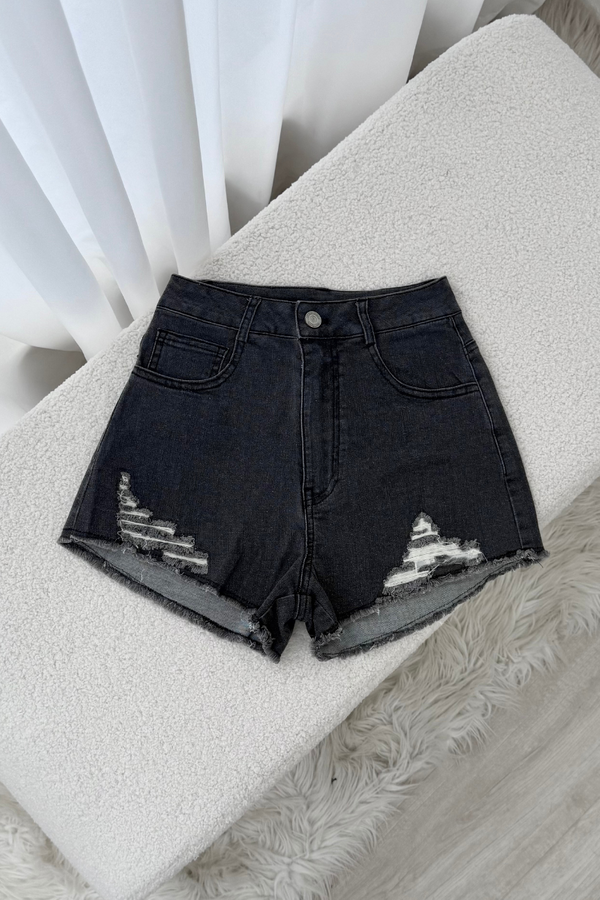 Keely Ripped Denim Shorts (Grey Wash) Keely Ripped Denim Shorts (Grey Wash)