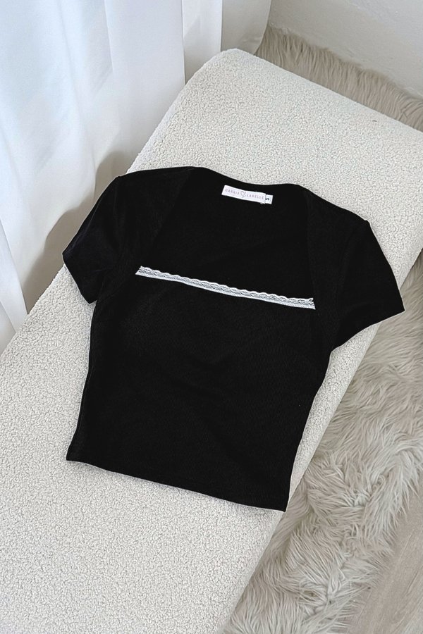 Gabby Lace Ribbed Knit Padded Top (All Colours)