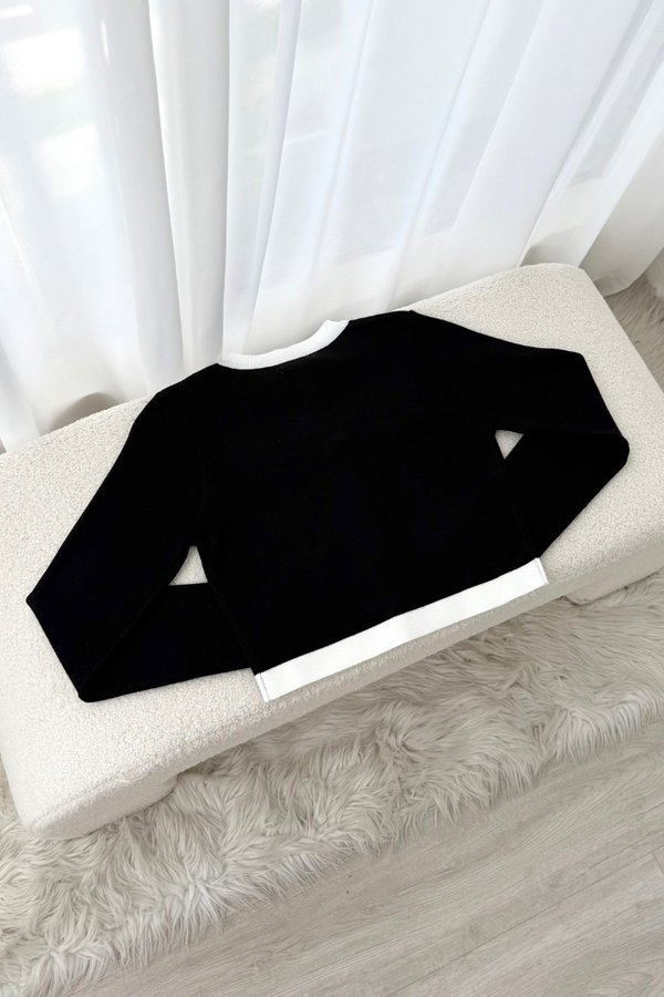 Dionne Contrast Knit Cardigan (Black)