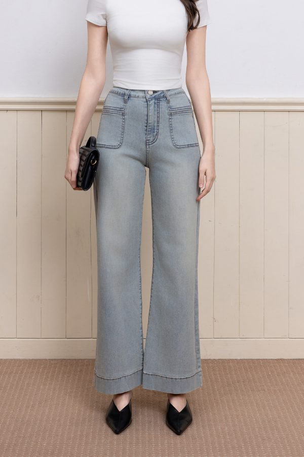 Jalee Straight Cut Denim Jeans (Light Vintage Wash)