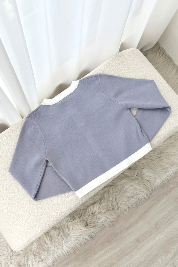 Dionne Contrast Knit Cardigan (French Lilac)