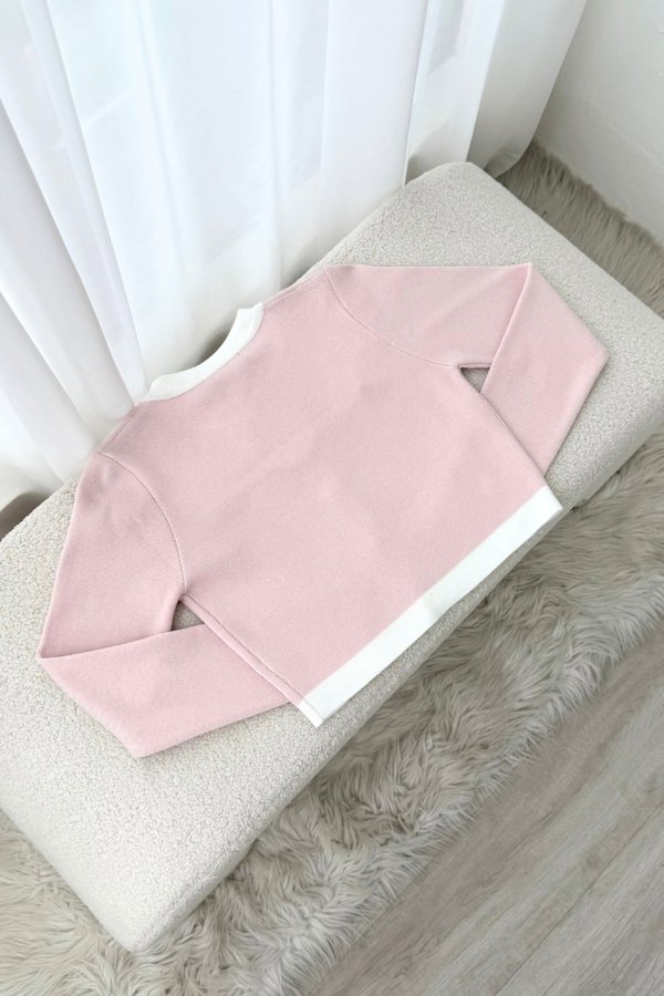 Dionne Contrast Knit Cardigan (Pink)