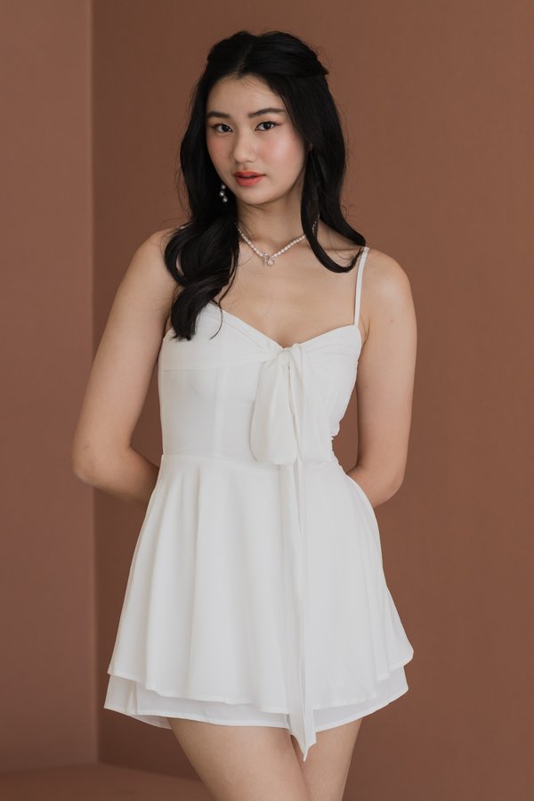 Yuna Tiered Flutter Romper (White) Yuna Tiered Flutter Romper (White)