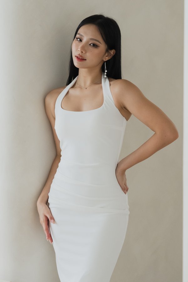 Zolani Padded Halter Midi Dress (White) Zolani Padded Halter Midi Dress (White)