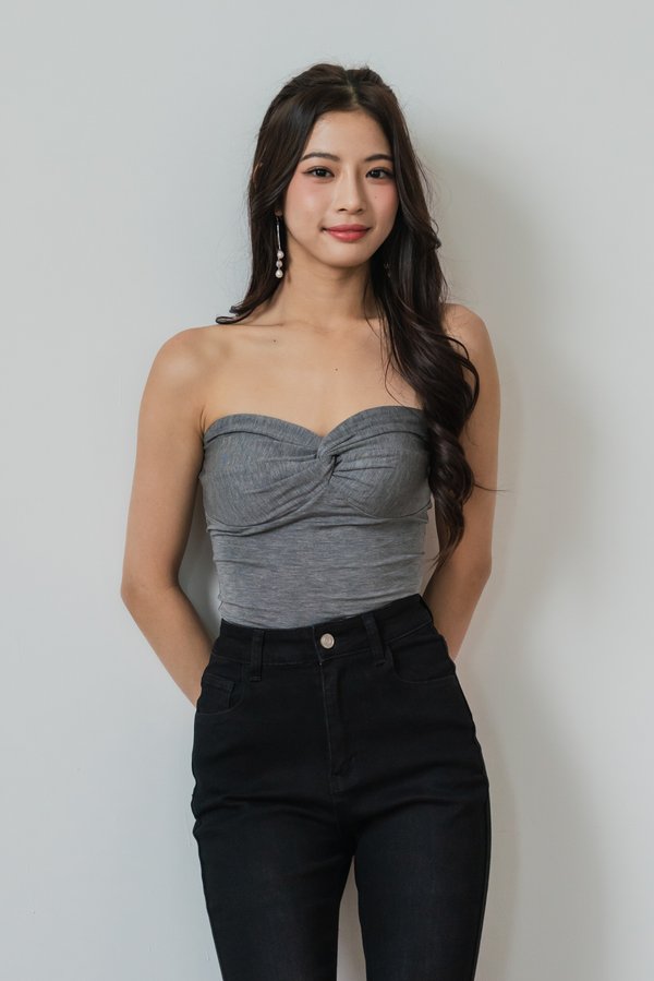 Merliah Sweetheart Twisted Padded Top (Dark Heather Grey) Merliah Sweetheart Twisted Padded Top (Dark Heather Grey)