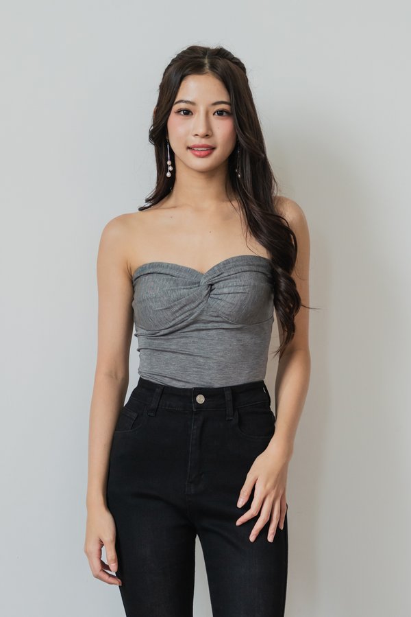Merliah Sweetheart Twisted Padded Top (Dark Heather Grey) Merliah Sweetheart Twisted Padded Top (Dark Heather Grey)