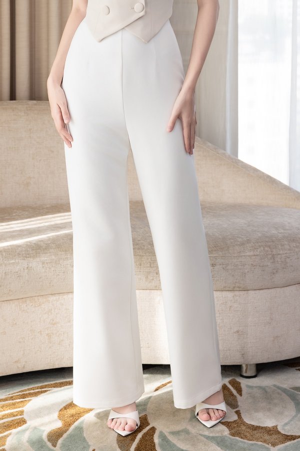 Carla Bell Bottom Fitted Pants (White) Carla Bell Bottom Fitted Pants (White)