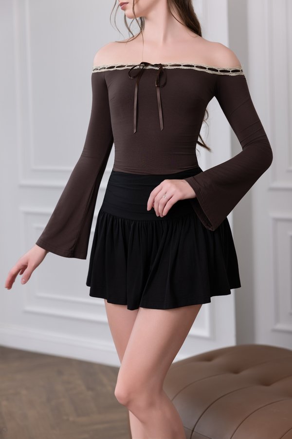 Cleo Lace Long Sleeve Padded Top (Chocolate Brown) Cleo Lace Long Sleeve Padded Top (Chocolate Brown)